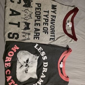 Graphic Cat-Themed Ringer Tees